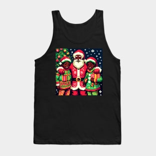 Pixel Art Santa and Children Christmas Tank Top